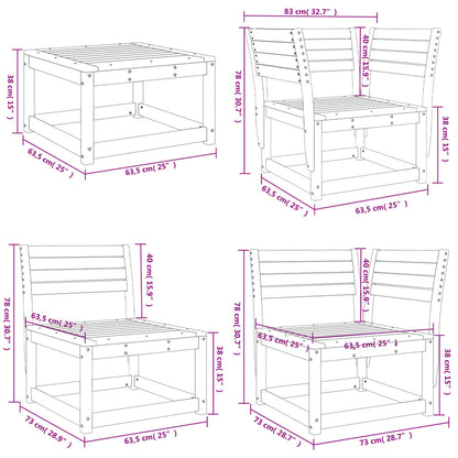 Set Salotto da Giardino 5 pz in Legno Massello di Pino | homemem39