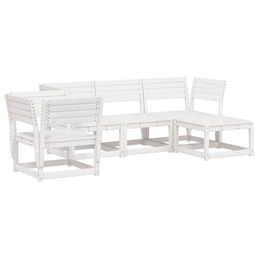 Set Salotto da Giardino 5 pz Bianco in Legno Massello di Pino - homemem39