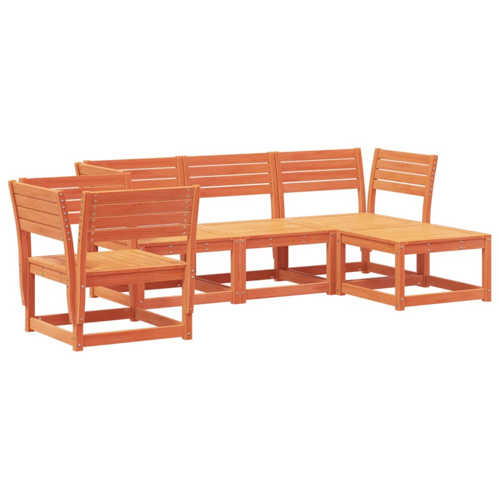 Set Salotto da Giardino 5 pz Marrone Cera Legno Massello Pino | homemem39