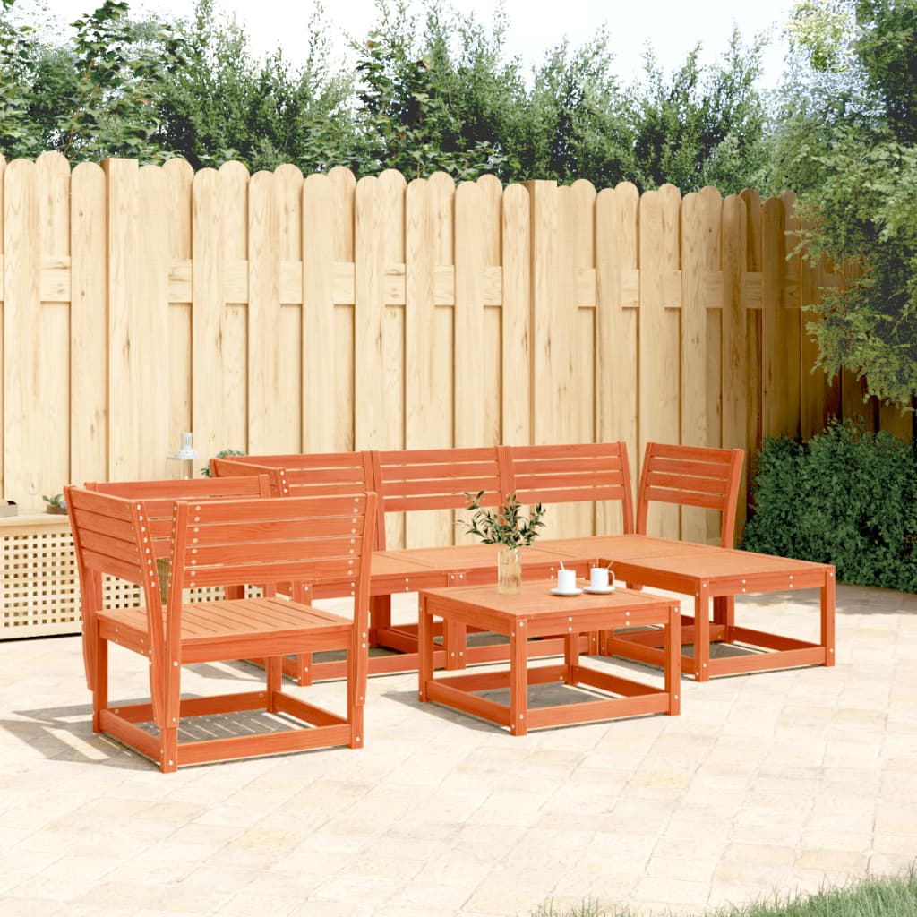 Set Salotto da Giardino 5 pz Marrone Cera Legno Massello Pino | homemem39