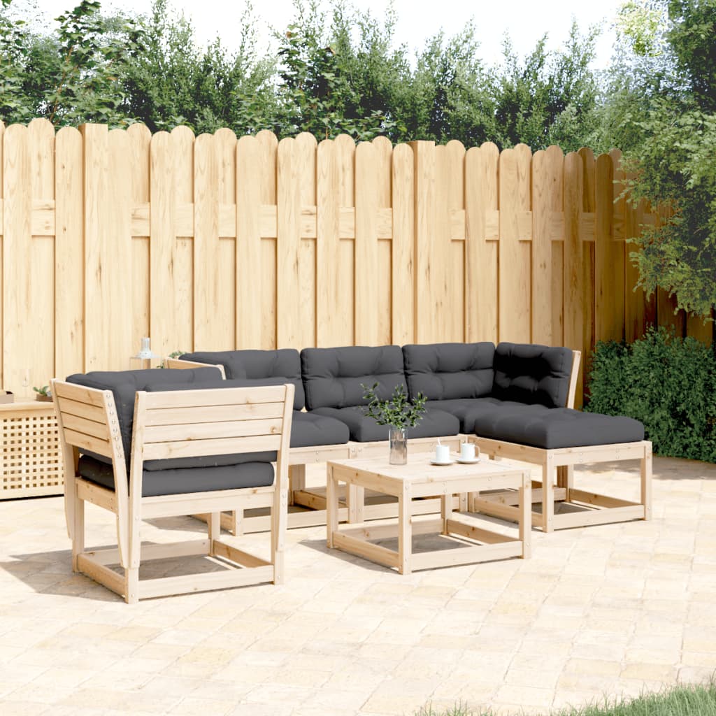 Set Divani Giardino 6 pz con Cuscini in Legno Massello di Pino - homemem39