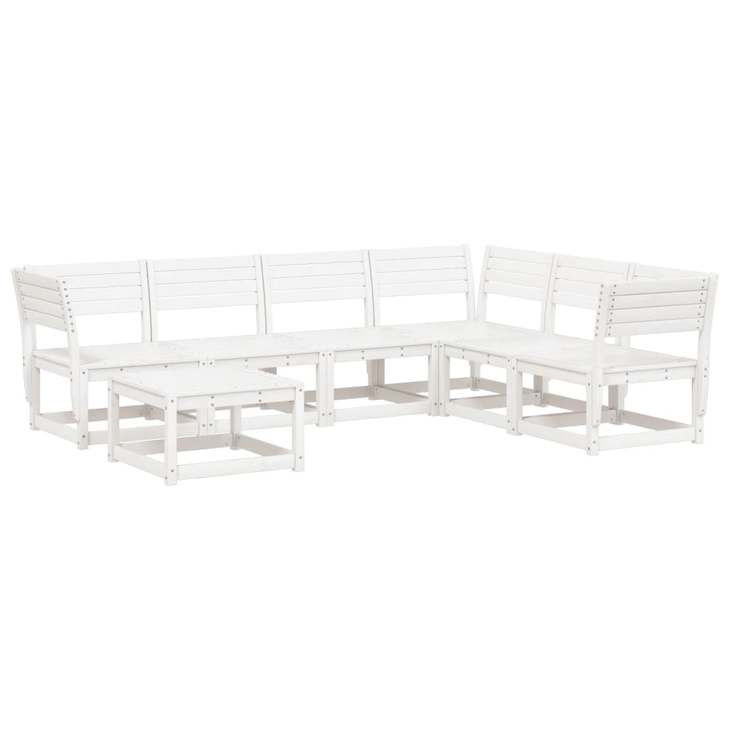 Set Salotto da Giardino 7 pz Bianco in Legno Massello di Pino - homemem39