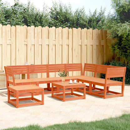 Set Salotto da Giardino 7 pz Marrone Cera Legno Massello Pino | homemem39