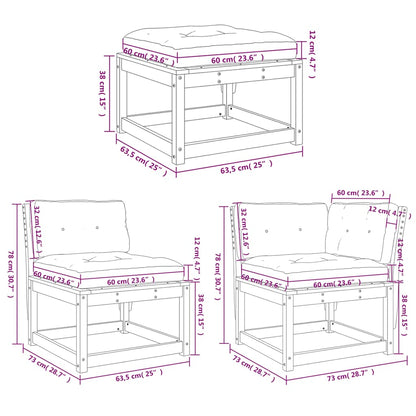 Set Salotto Giardino 7 pz Cuscini Antracite Legno Massello Pino | homemem39
