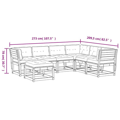 Set Salotto Giardino 7 pz Cuscini Antracite Legno Massello Pino | homemem39