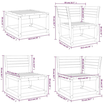 Set Salotto da Giardino 8 pz in Legno Massello di Pino Bianco | homemem39