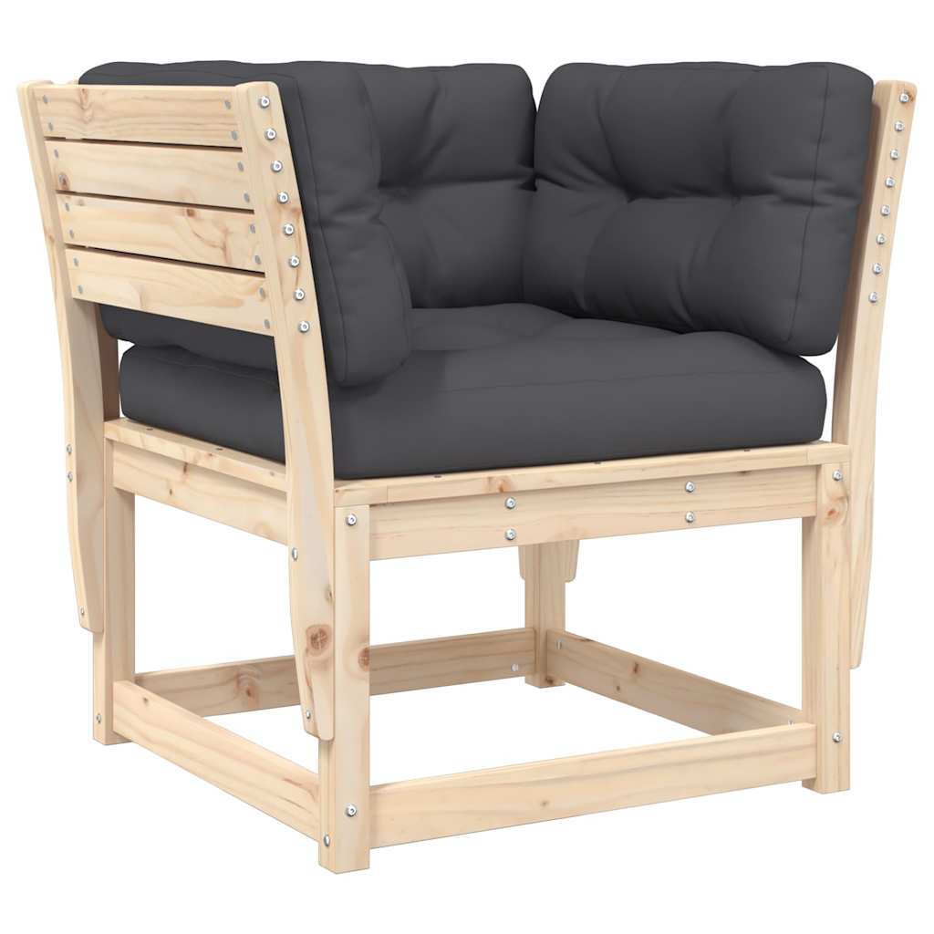 Set Salotto Giardino 8 pz Cuscini Antracite Legno Massello Pino | homemem39