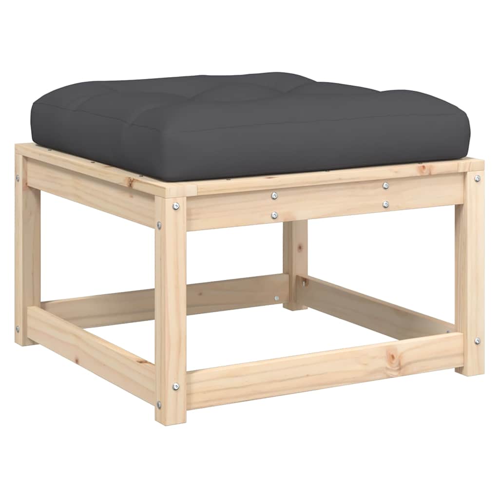 Set Salotto Giardino 8 pz Cuscini Antracite Legno Massello Pino | homemem39