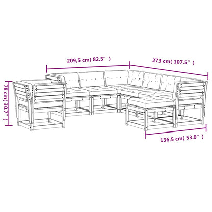 Set Salotto Giardino 8 pz Cuscini Antracite Legno Massello Pino | homemem39