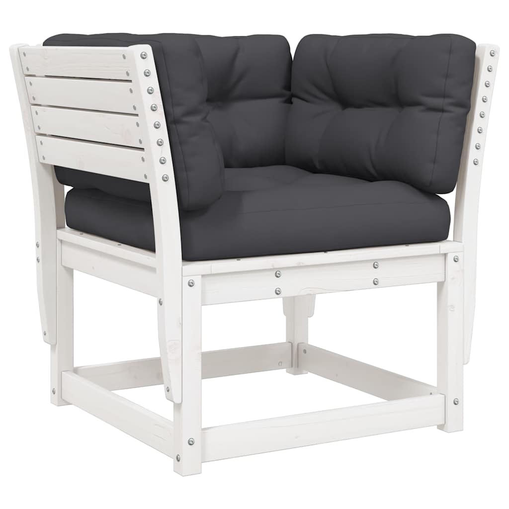 Set Salotto Giardino 8pz con Cuscini Bianco Legno Massello Pino | homemem39