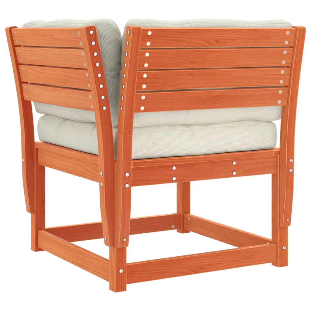 Set Salotto Giardino 8pz con Cuscini Marrone Cera Massello Pino - homemem39