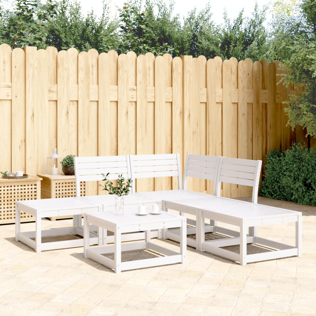 Set Salotto da Giardino 5 pz Bianco in Legno Massello di Pino - homemem39