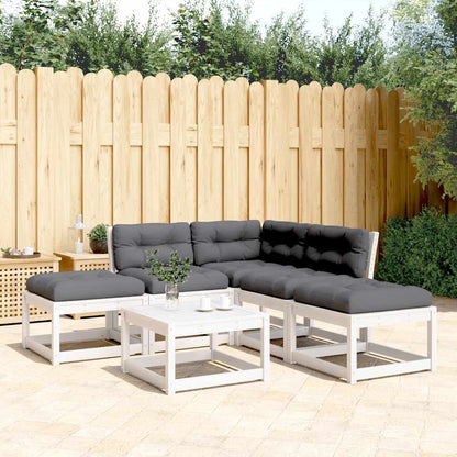 Set Divani Giardino 5pz con Cuscini Bianco Legno Massello Pino | homemem39