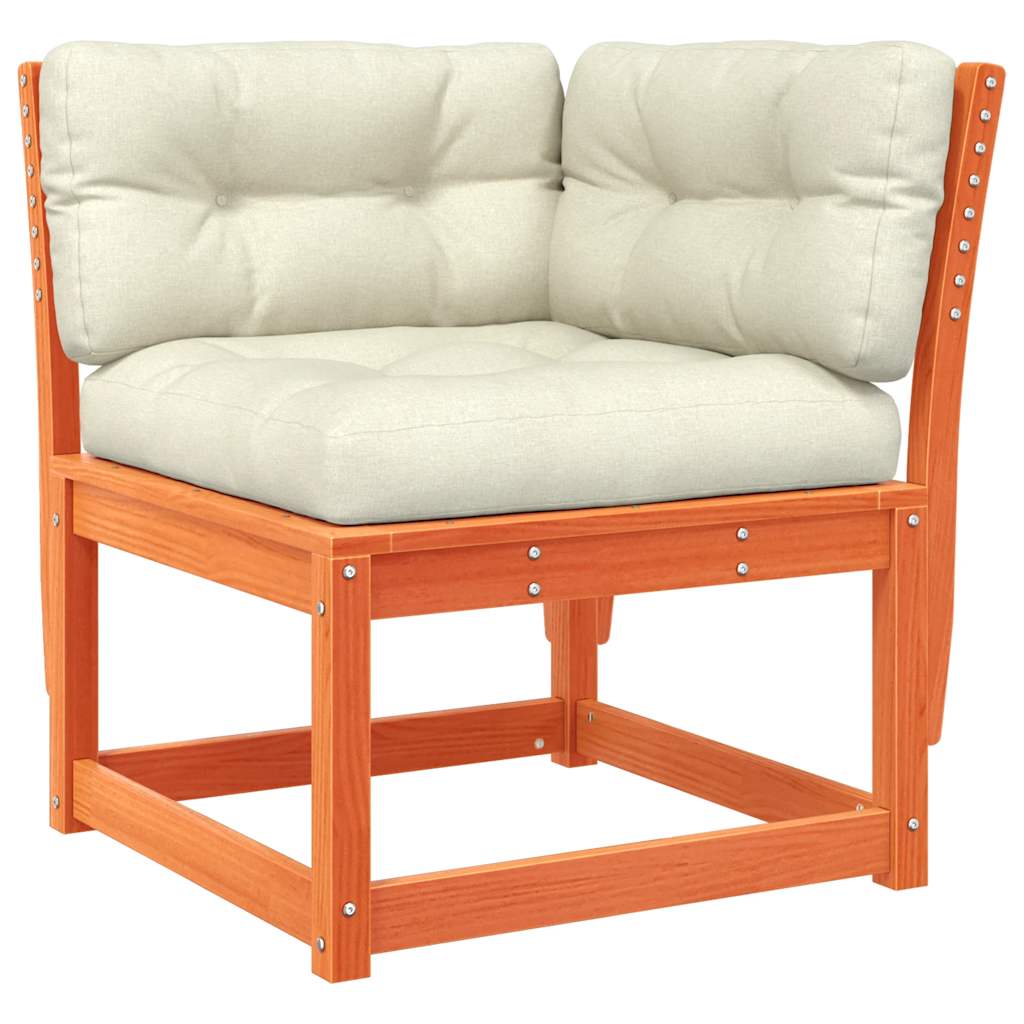 Set Divani Giardino 5pz con Cuscini Marrone Cera Massello Pino | homemem39
