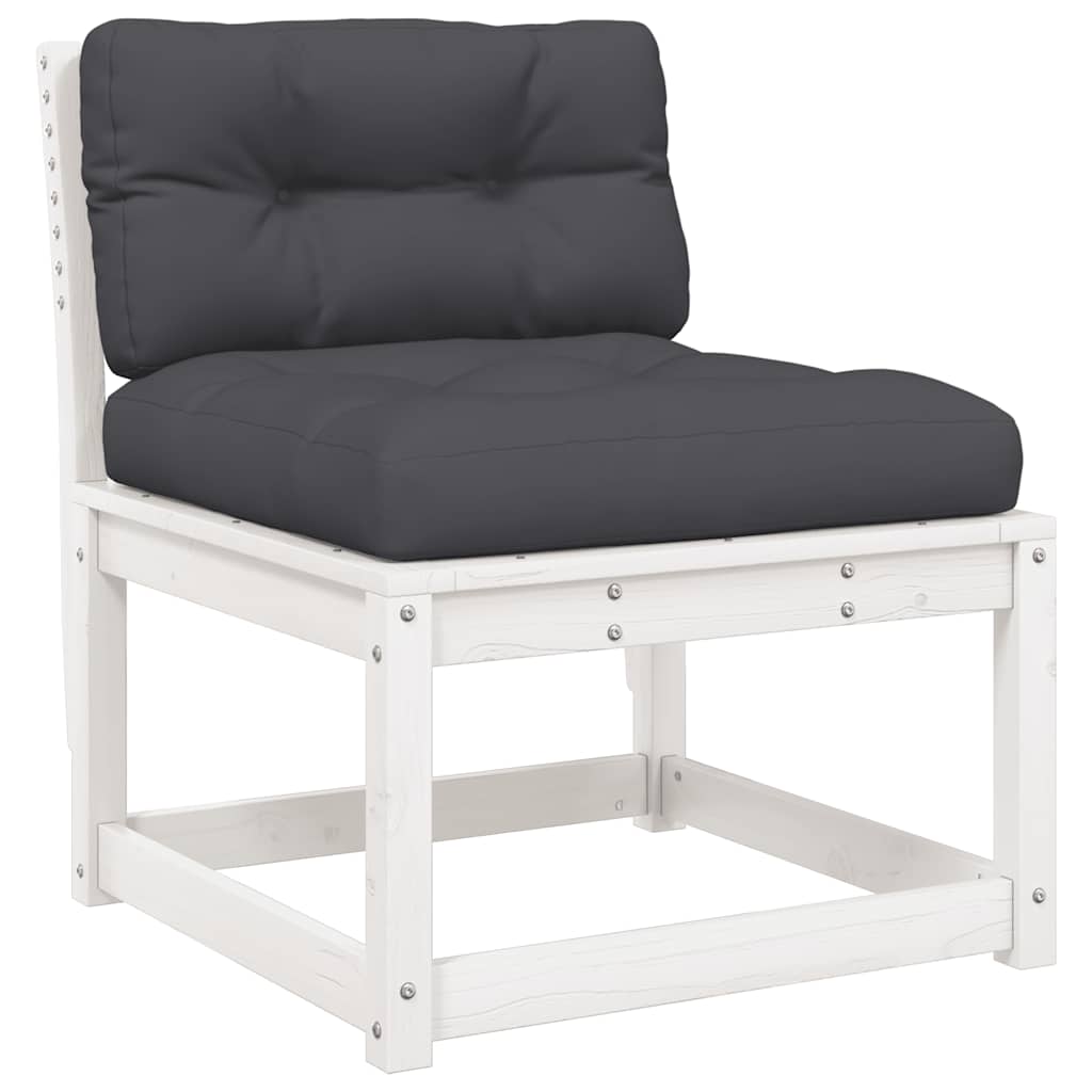 Set Divani Giardino 5pz con Cuscini Bianco Legno Massello Pino | homemem39