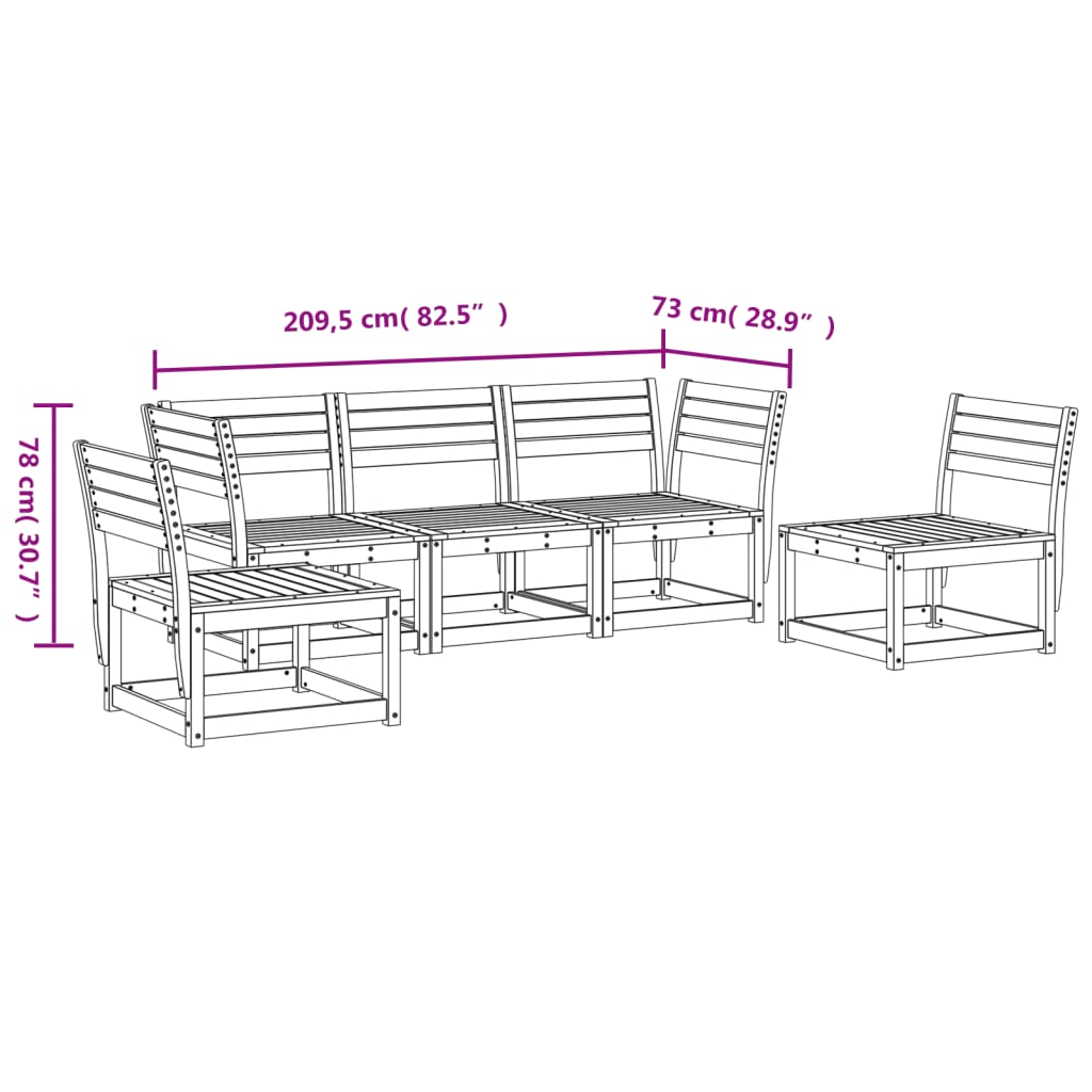 Set Salotto da Giardino 5 pz Bianco in Legno Massello di Pino | homemem39