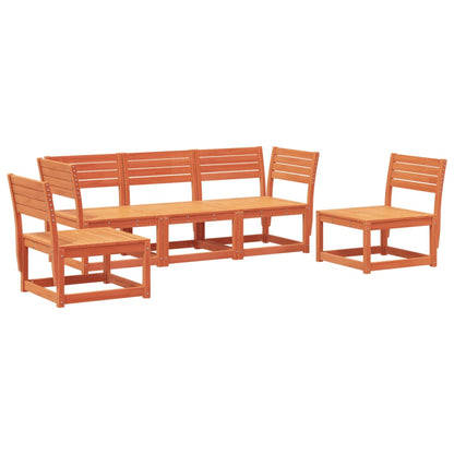 Set Divani da Giardino 5 pz Marrone Cera Legno Massello Pino | homemem39