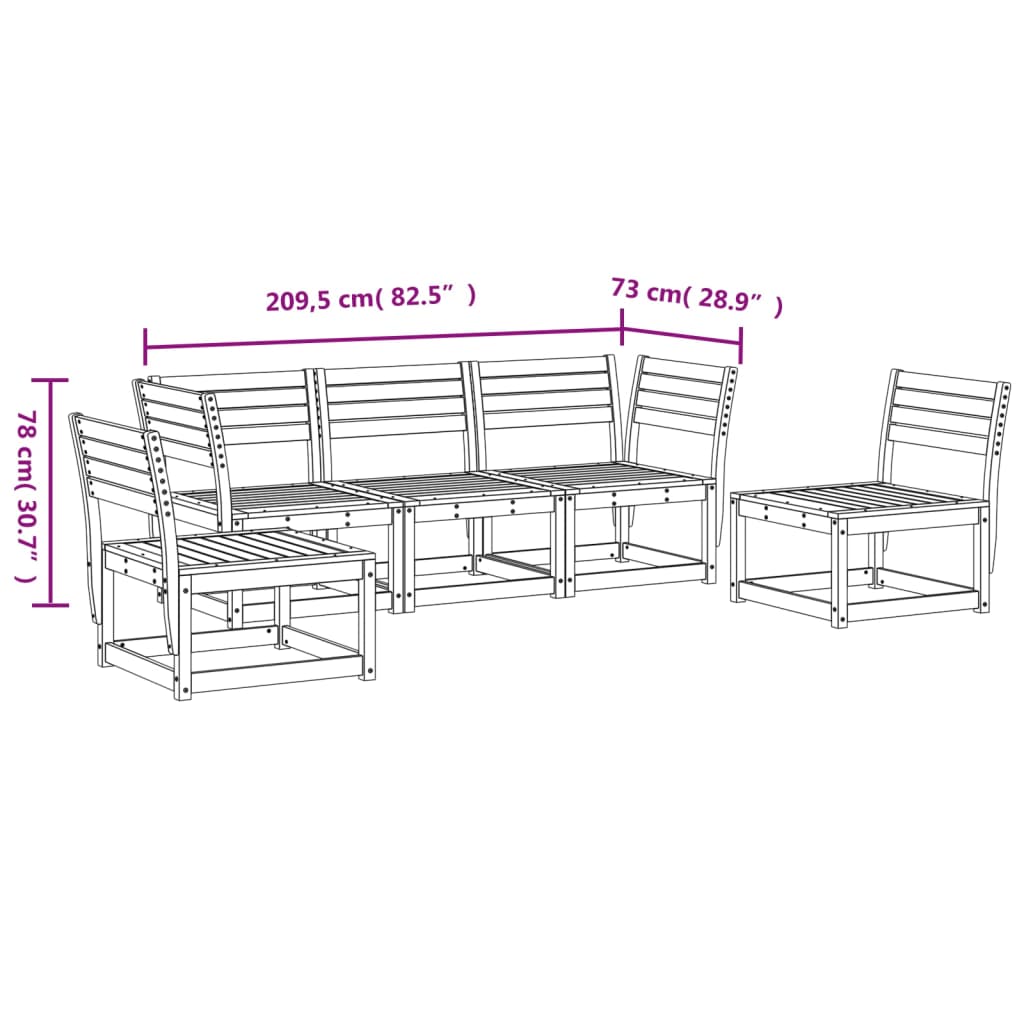 Set Divani da Giardino 5 pz Marrone Cera Legno Massello Pino | homemem39