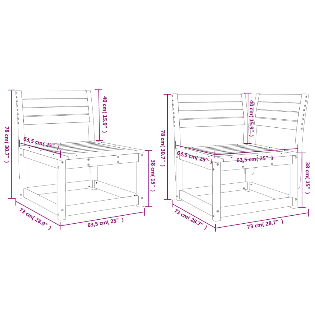 Set Divani da Giardino 5 pz Marrone Cera Legno Massello Pino | homemem39