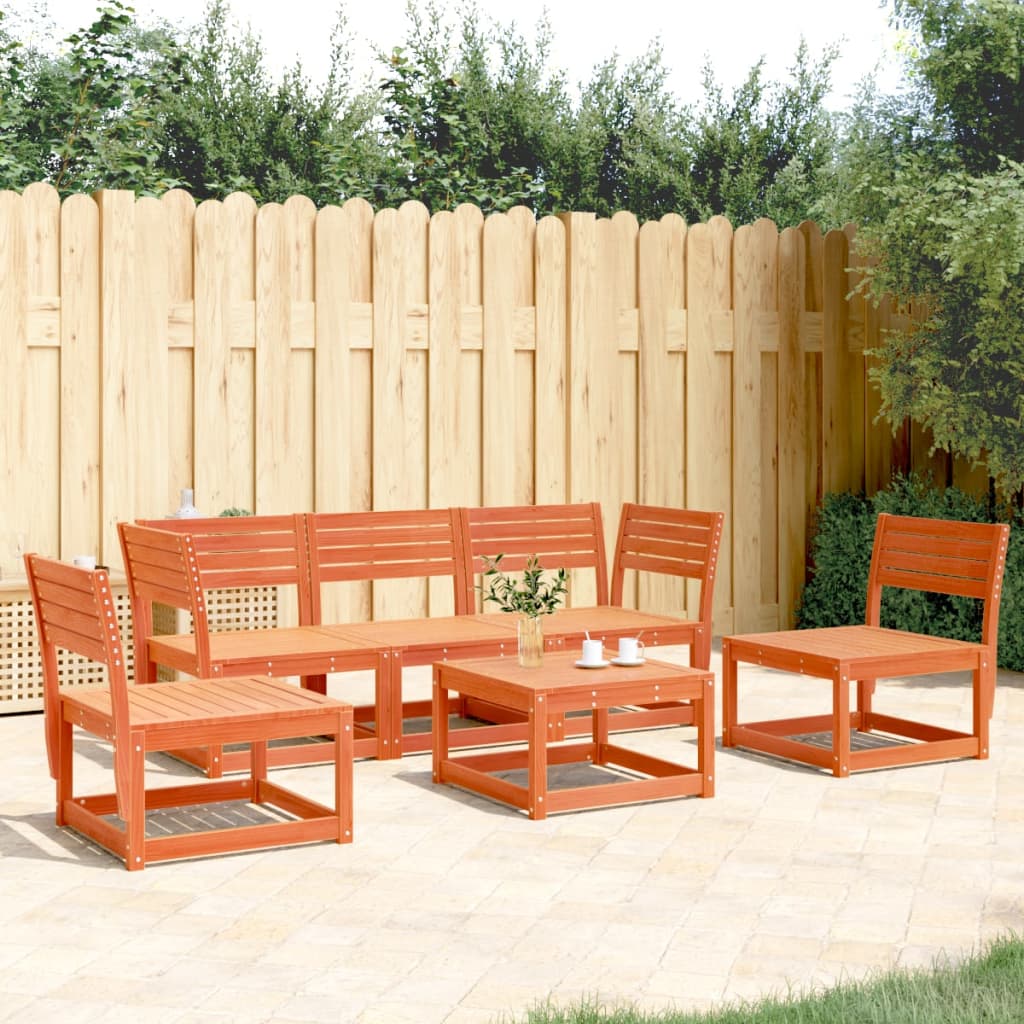 Set Divani da Giardino 5 pz Marrone Cera Legno Massello Pino | homemem39