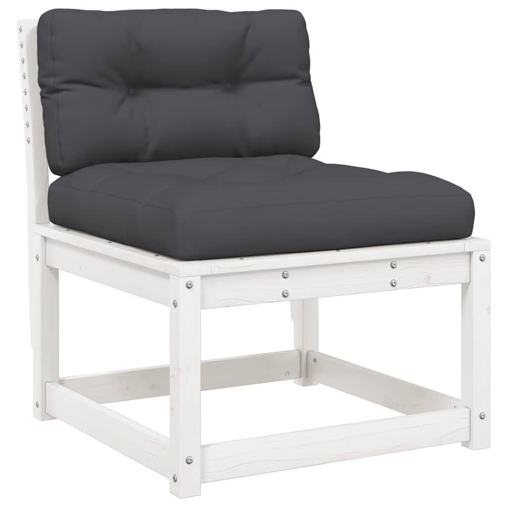 Set Divani Giardino 5pz con Cuscini Bianco Legno Massello Pino | homemem39