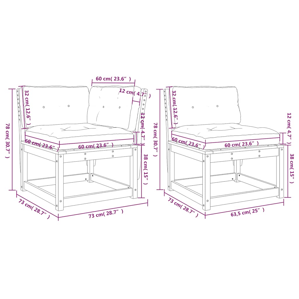 Set Divani Giardino 5pz con Cuscini Marrone Cera Massello Pino | homemem39