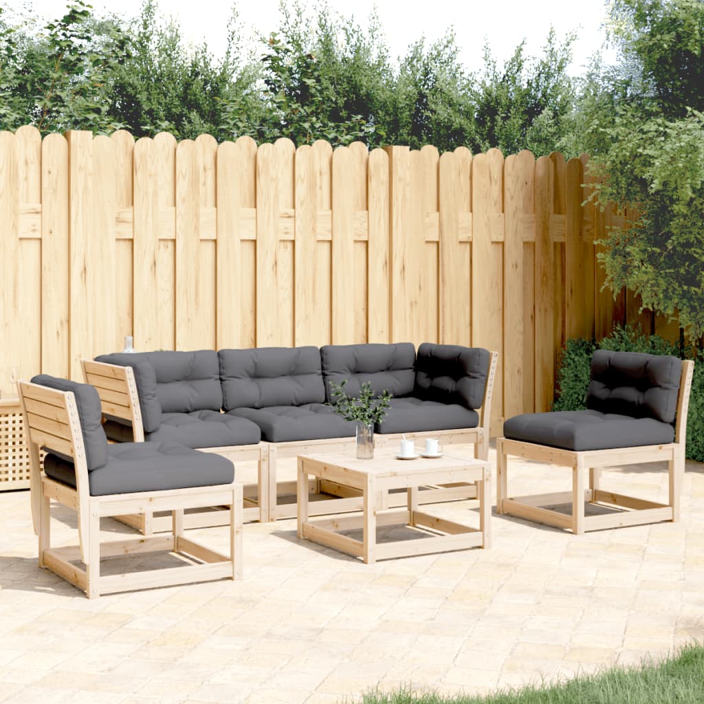 Set Divani Giardino 5 pz con Cuscini in Legno Massello di Pino - homemem39
