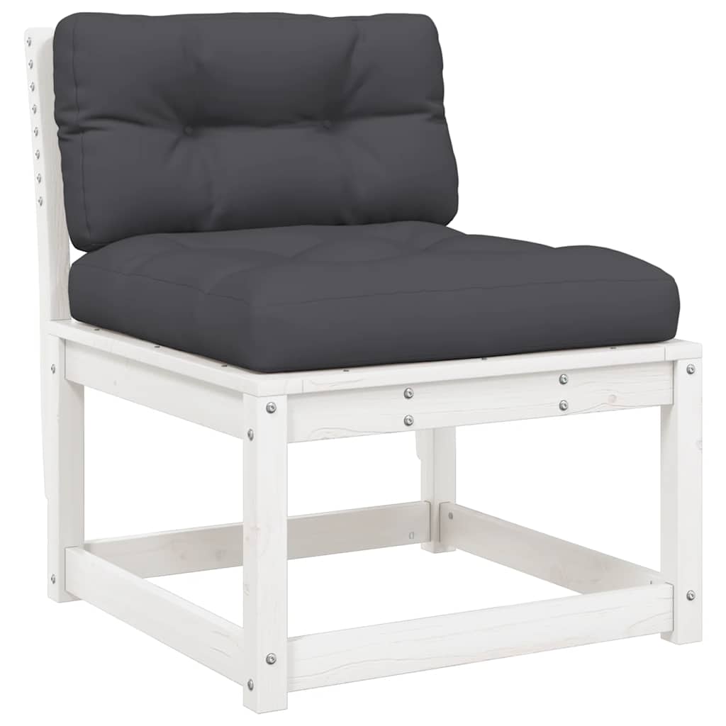 Set Divani Giardino 5pz con Cuscini Bianco Legno Massello Pino | homemem39