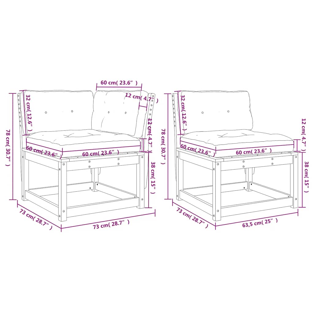 Set Divani Giardino 5pz con Cuscini Bianco Legno Massello Pino | homemem39