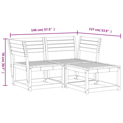 Set Divani da Giardino 3 pz in Legno Massello di Pino | homemem39