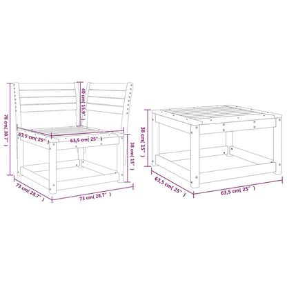 Set Divani da Giardino 3 pz in Legno Massello di Pino | homemem39