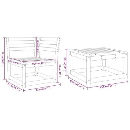 Set Divani da Giardino 3 pz Marrone Cera Legno Massello Pino | homemem39