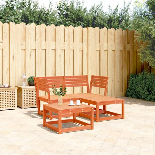 Set Divani da Giardino 3 pz Marrone Cera Legno Massello Pino - homemem39
