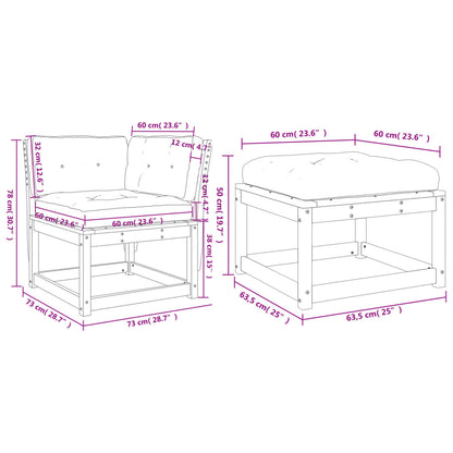Set Divani Giardino 3 pz con Cuscini Bianco Legno Massello Pino - homemem39