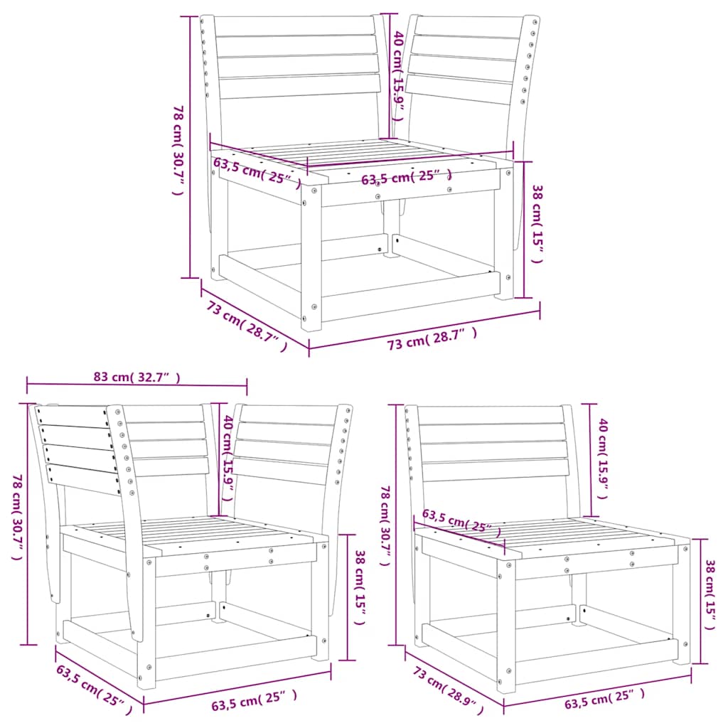 Set Salotto da Giardino 5 pz Bianco in Legno Massello di Pino | homemem39
