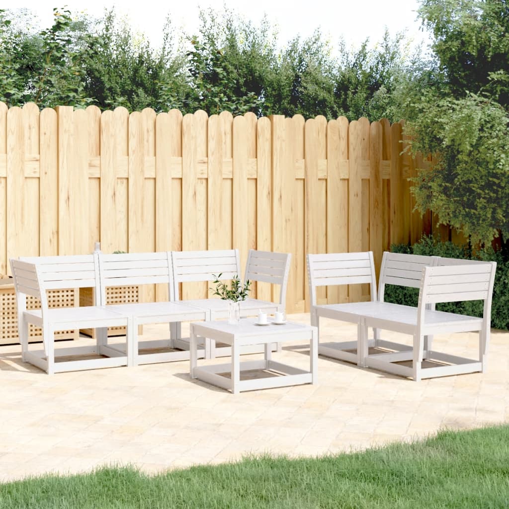 Set Salotto da Giardino 5 pz Bianco in Legno Massello di Pino - homemem39