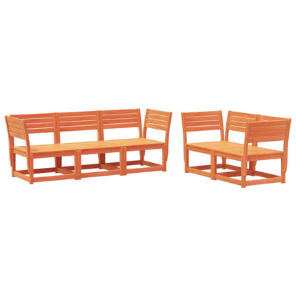 Set Divani da Giardino 5 pz Marrone Cera Legno Massello Pino - homemem39