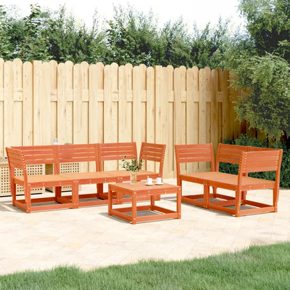 Set Divani da Giardino 5 pz Marrone Cera Legno Massello Pino | homemem39