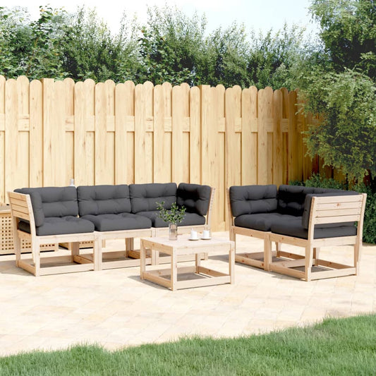 Set Divani Giardino 5 pz con Cuscini in Legno Massello di Pino - homemem39