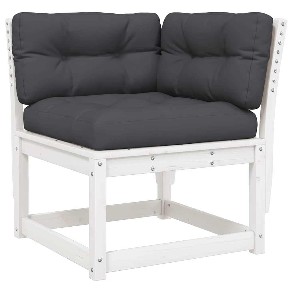 Set Divani Giardino 5pz con Cuscini Bianco Legno Massello Pino | homemem39