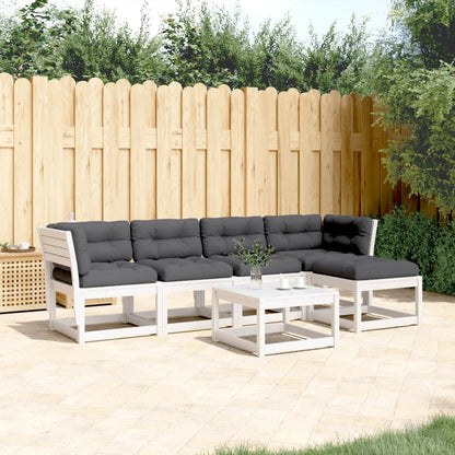 Set Divani Giardino 5pz con Cuscini Bianco Legno Massello Pino - homemem39