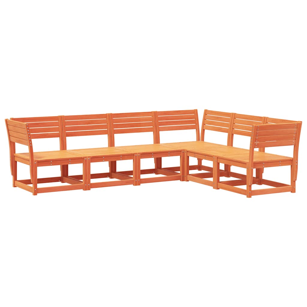 Set Divani da Giardino 6 pz Marrone Cera Legno Massello Pino | homemem39