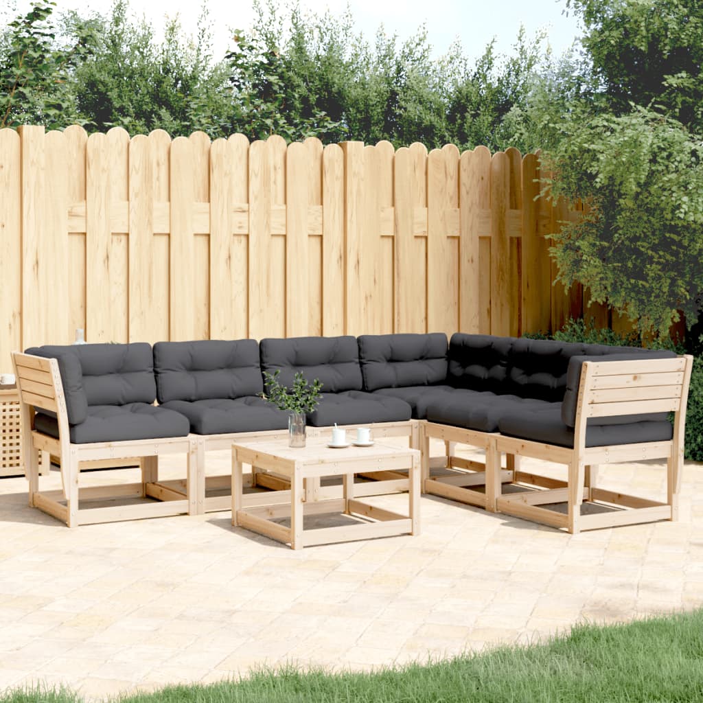 Set Divani Giardino 6 pz con Cuscini in Legno Massello di Pino - homemem39