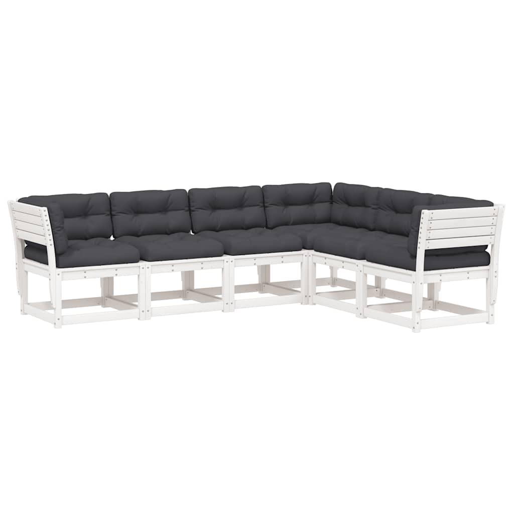 Set Divani Giardino 6pz con Cuscini Bianco Legno Massello Pino | homemem39