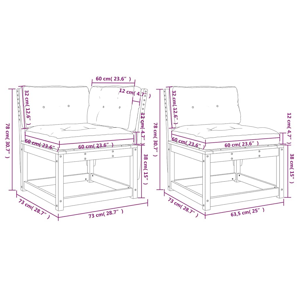 Set Divani Giardino 6pz con Cuscini Bianco Legno Massello Pino | homemem39
