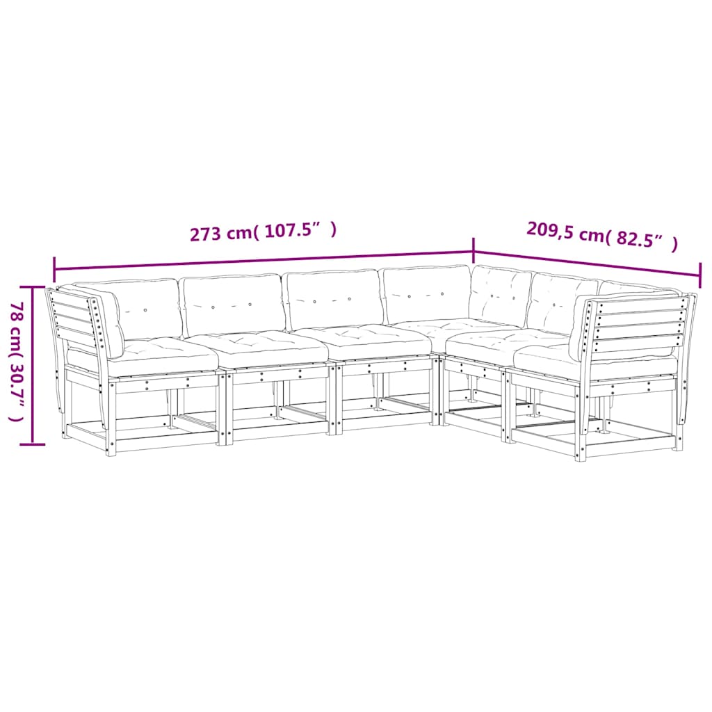 Set Divani Giardino 6pz con Cuscini Bianco Legno Massello Pino | homemem39
