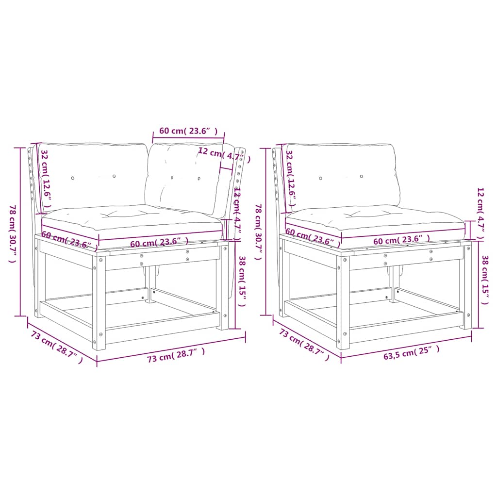 Set Divani Giardino 6pz con Cuscini Bianco Legno Massello Pino | homemem39