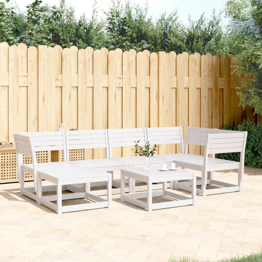 Set Divani da Giardino 6 pz Bianco in Legno Massello di Pino - homemem39