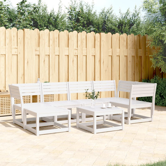 Set Divani da Giardino 6 pz Bianco in Legno Massello di Pino - homemem39