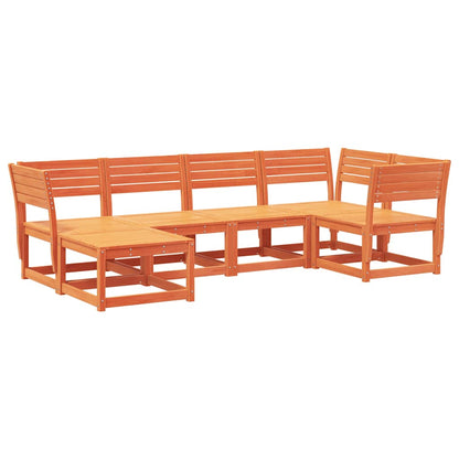 Set Divani da Giardino 6 pz Marrone Cera Legno Massello Pino | homemem39